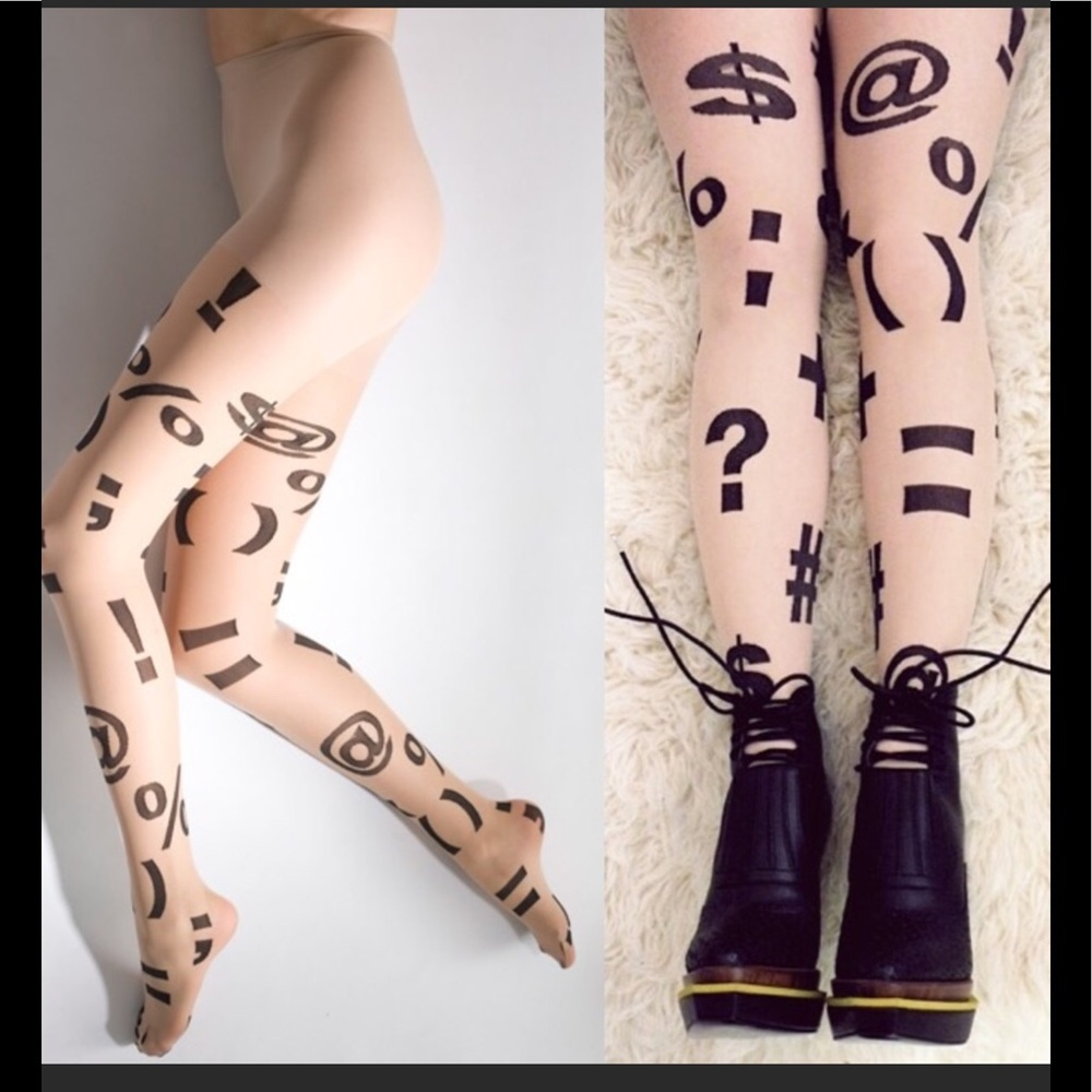 American Apparel Tights Nude w/ Punctuation Marks
