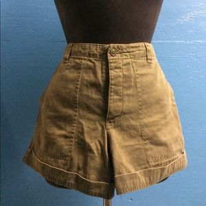 Olive green cotton cargo shorts