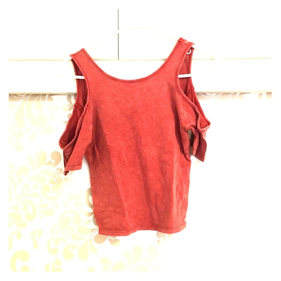 Red Washed Off Shoulder Crop Top - Picture 1 of 2