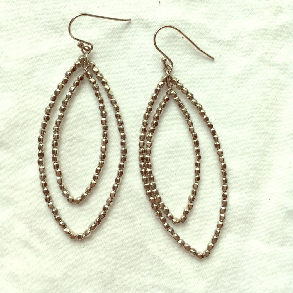 Stella and Dot silver bead dangle earrings