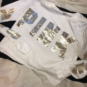 VSPINK Cropped Foiled Campus Tee