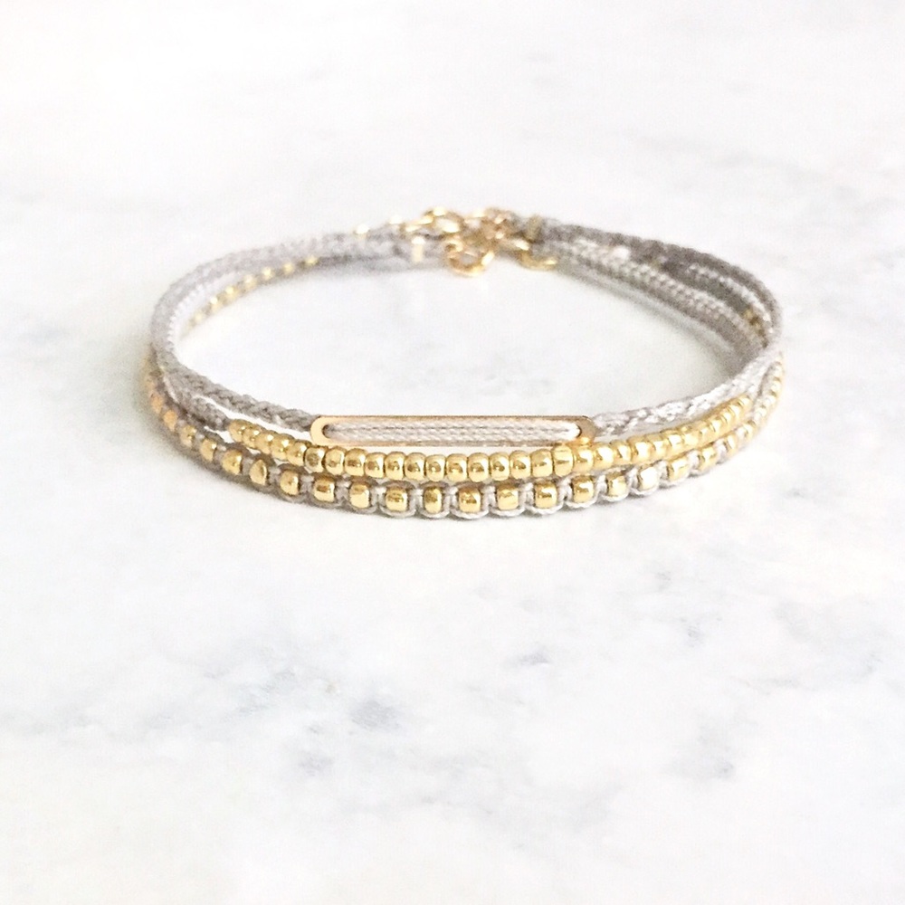 delicate gold nugget macrame friendship bracelet