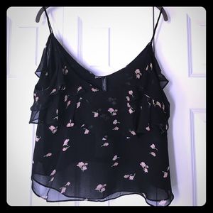 NWT Zara floral cropped cold shoulder tank
