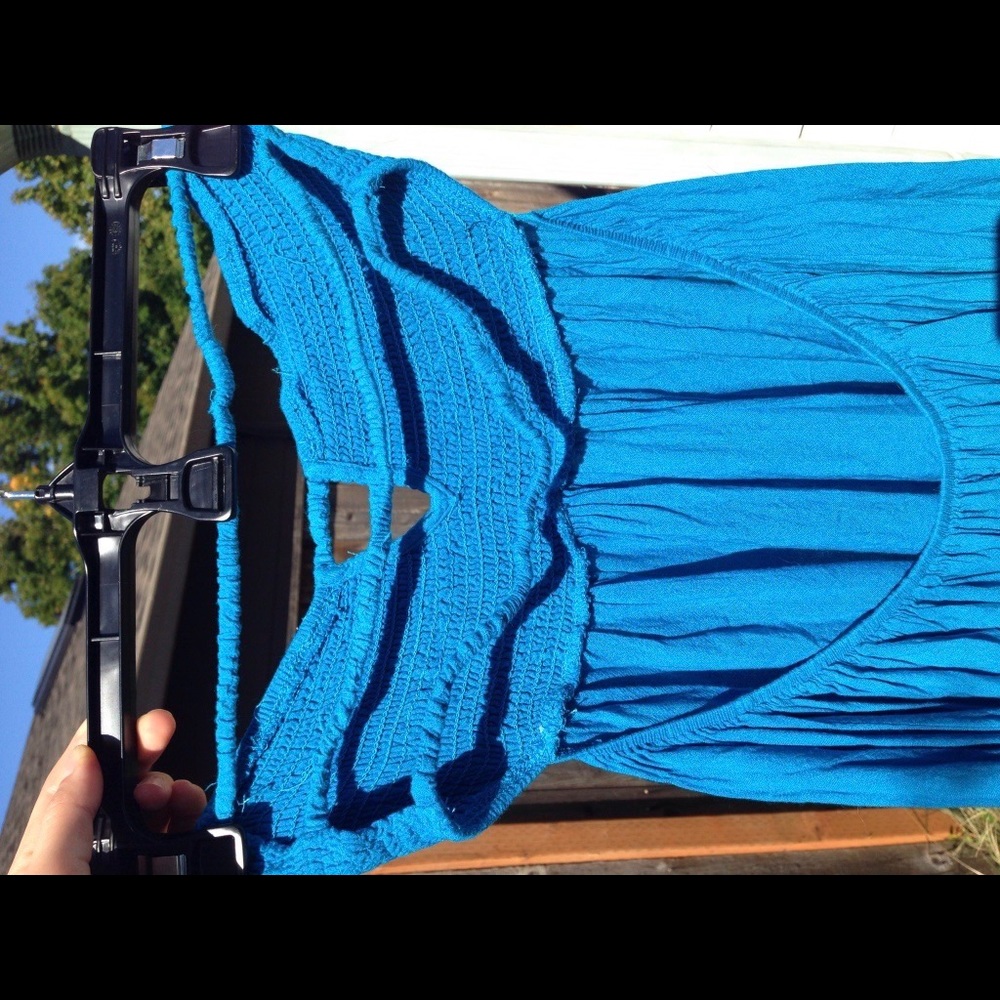 Blue back strap keyhole dress