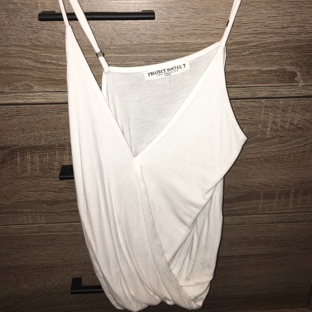 White Surplice Tank Top