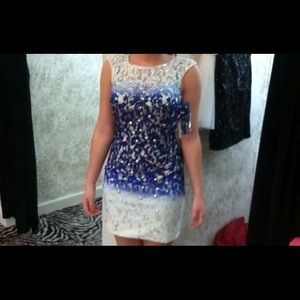 Shortcut formal blue and white dress. Worn once.
