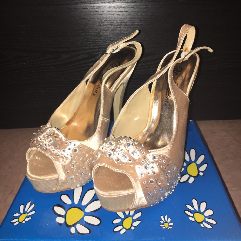 Satin light pink heels