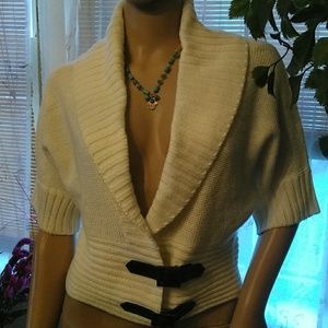 Double breasted off white sweater