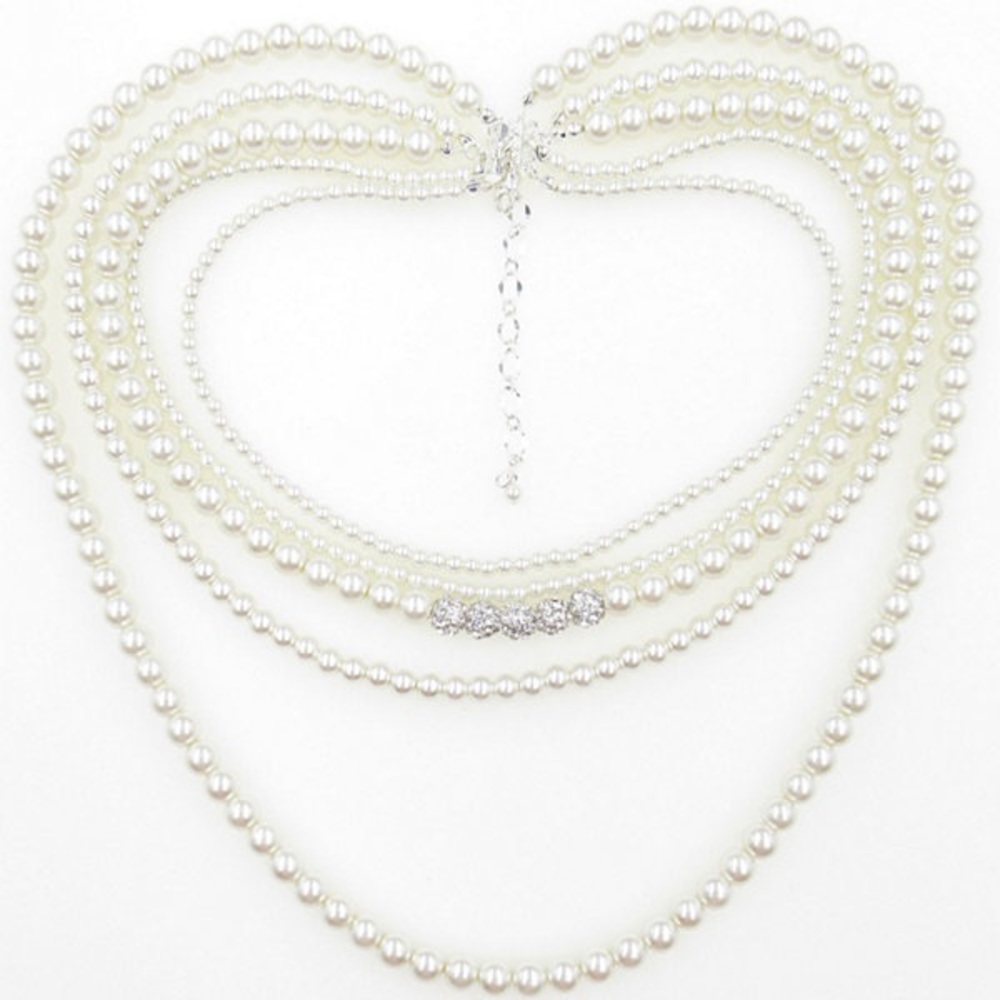 Pearl and crystal multi strand statement necklace