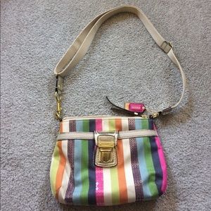 Striped coach purse