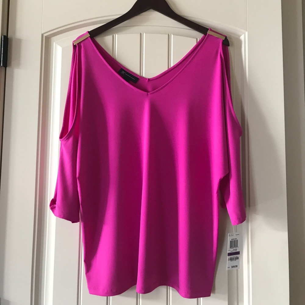 New Magenta Flame cold shoulder top