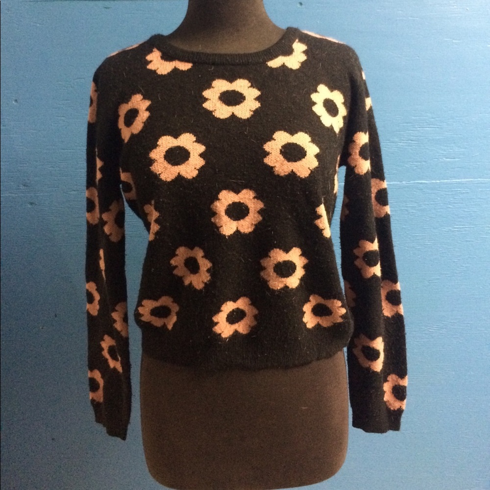 Black and pink floral sweater