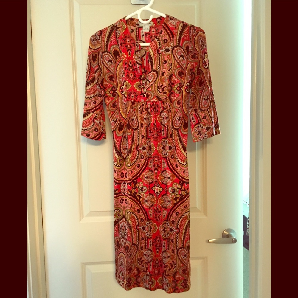 Nieves Lavi 100% Silk Shift Dress Size 4