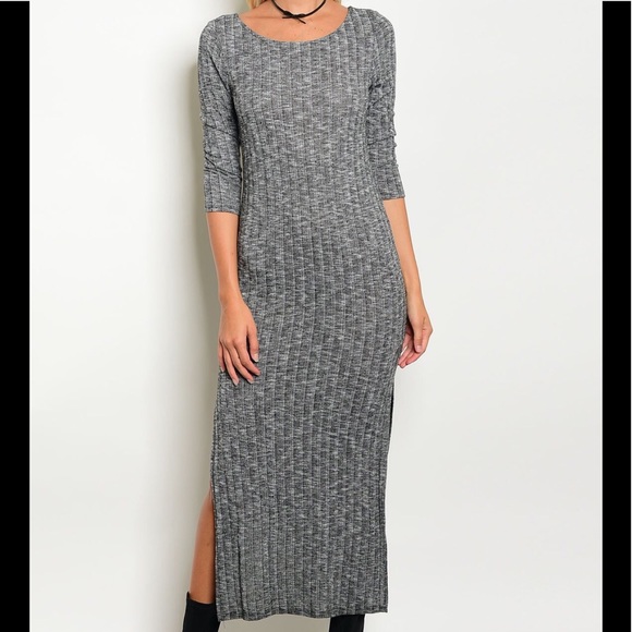 Charcoal Double Split Dress - Picture 2 of 2