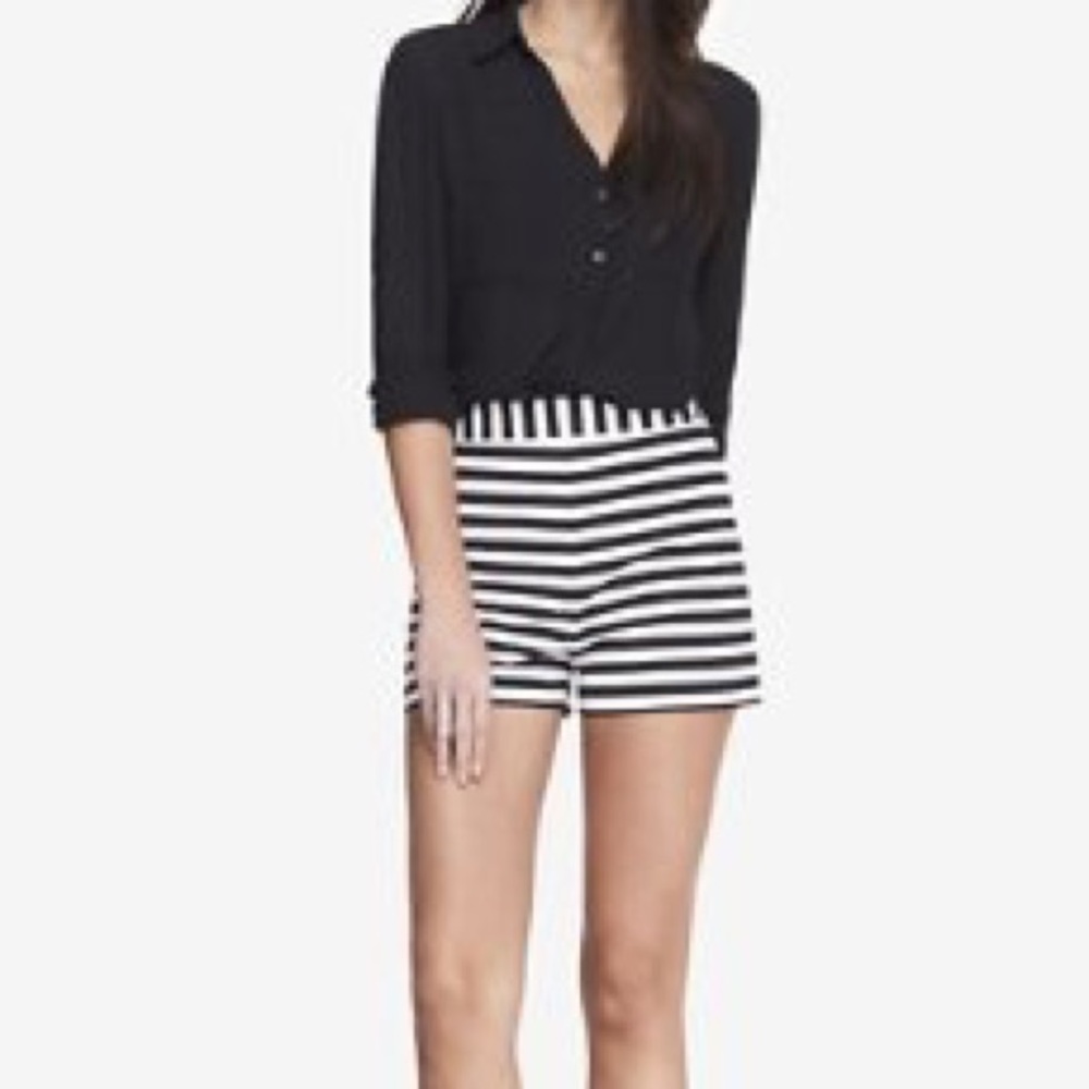Express Striped High Waisted Shorts