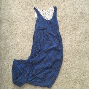 Blue maxi dress with lace backing