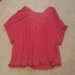 Pink flowey top with back lace