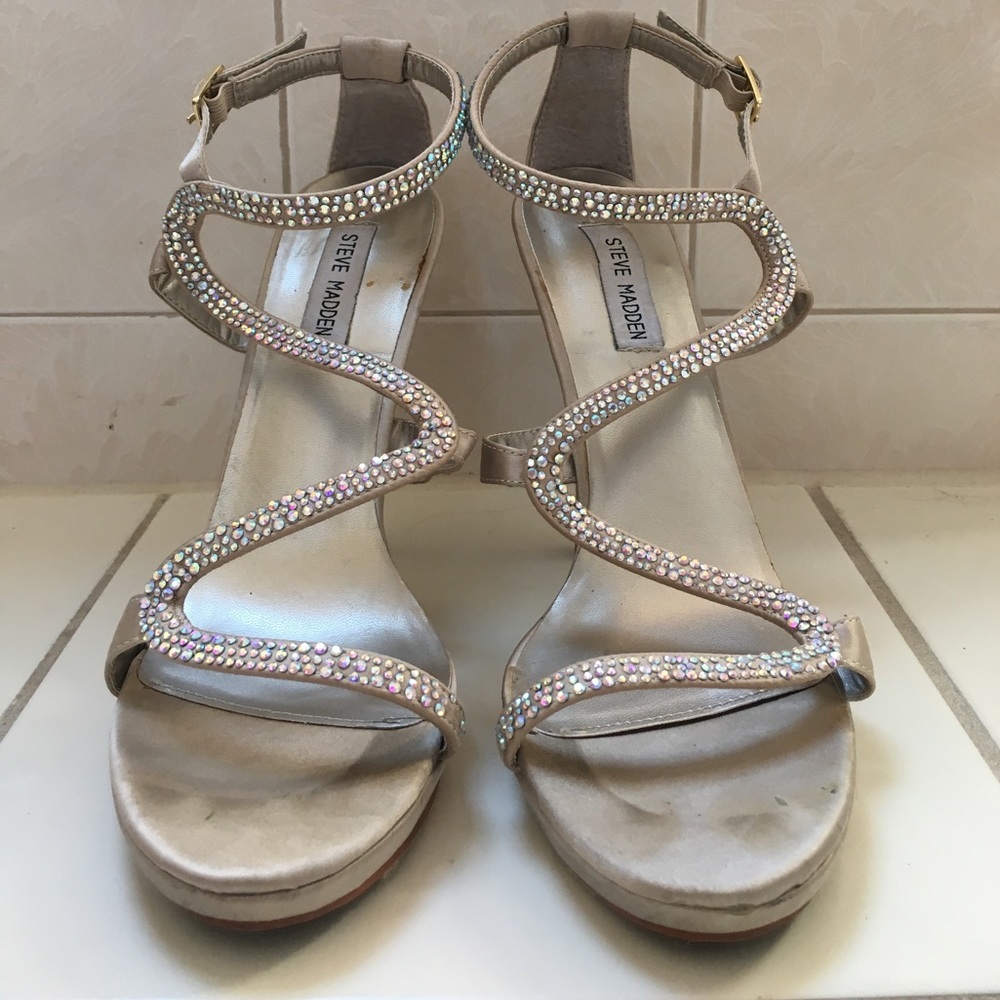 NYE✨ Steve Madden Strappy Silver Embellished Heels