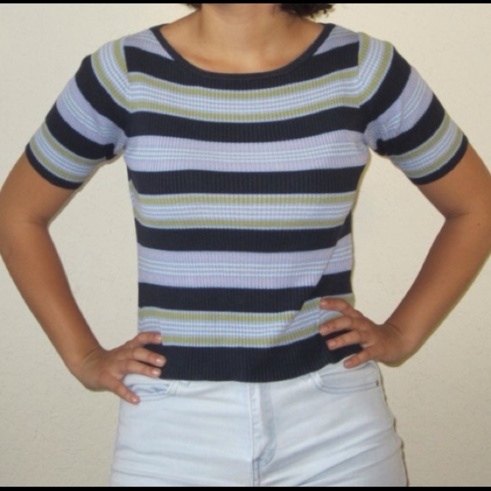 vintage striped cropped sweater