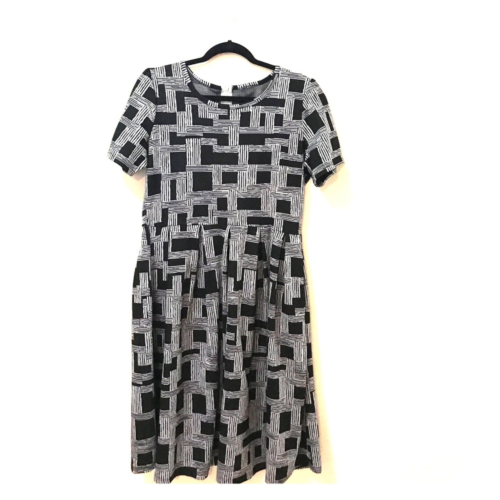 Black patterned LulaRoe Amelia Dress