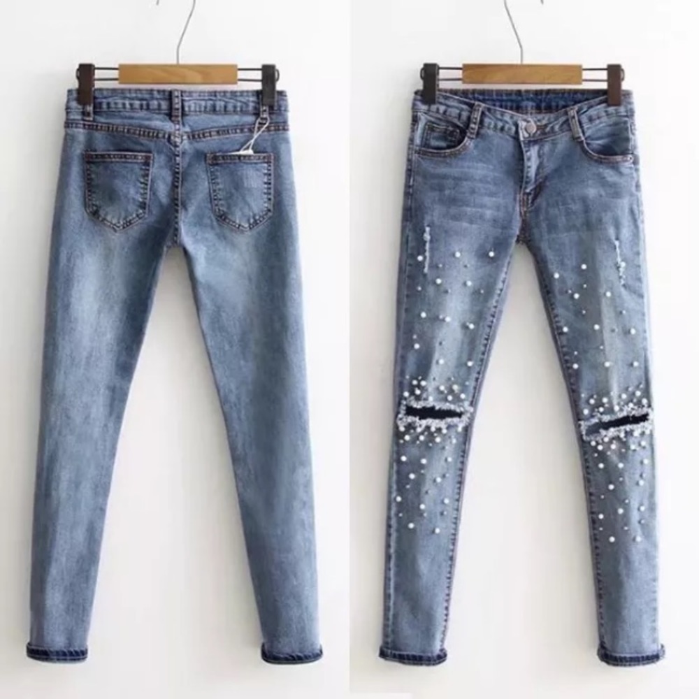 🌲Destroyed Pearl Jeans - Picture 2 of 4