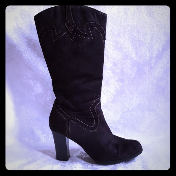 No Boundaries Shoes - Black Suede Western Cowboy Style Boot