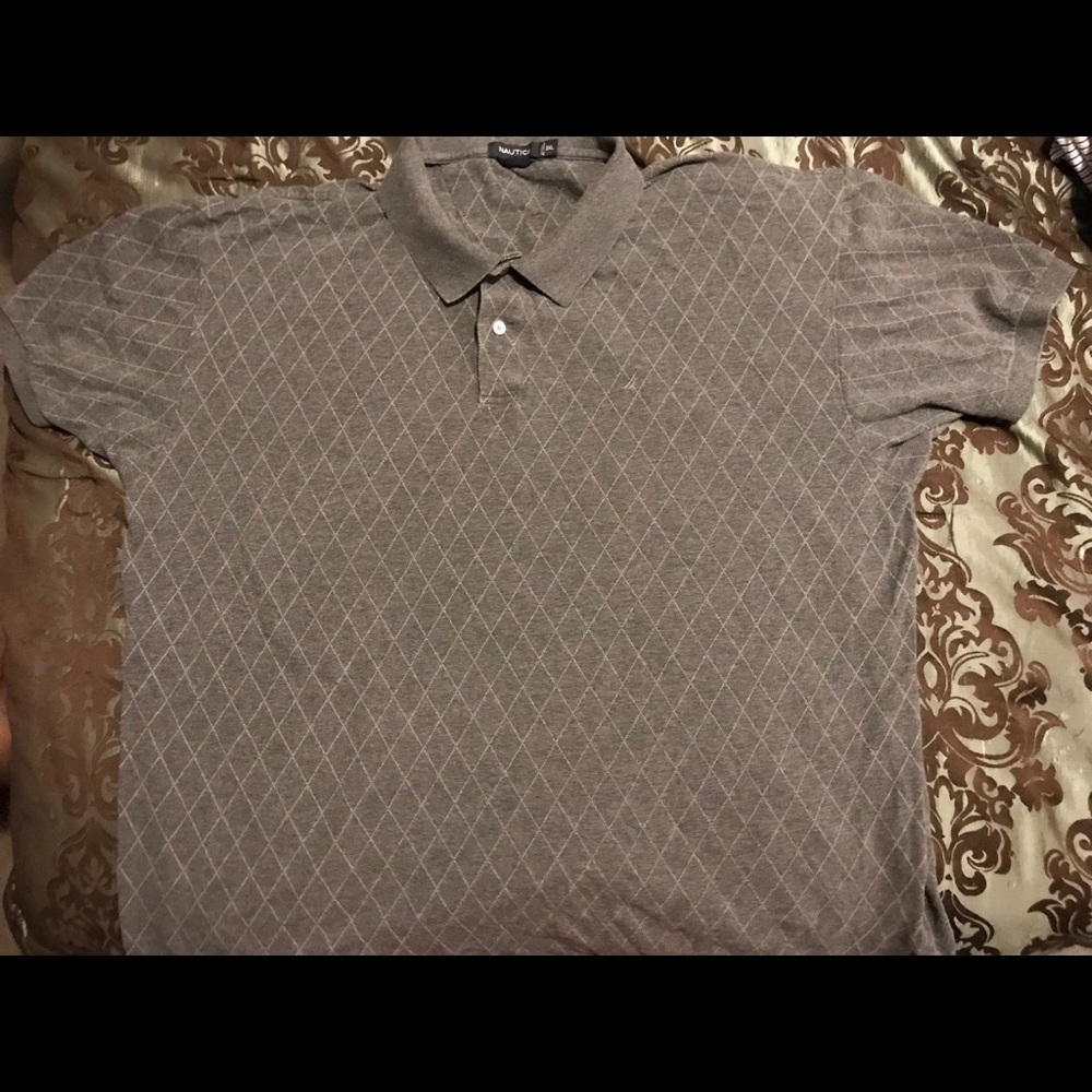 Nautica Jeans 3XL Men’s Polo Gray w/White Diamond
