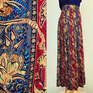 Vintage 80s Art Noveau Inspired Paisley Midi Skirt