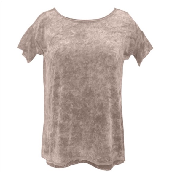 SALE OATMEAL TRENDY CRUSHED VELEVT BURNOUT TOP - Picture 1 of 5
