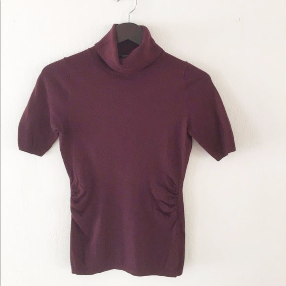 Ann Taylor side rouched turtleneck sweater-Maroon