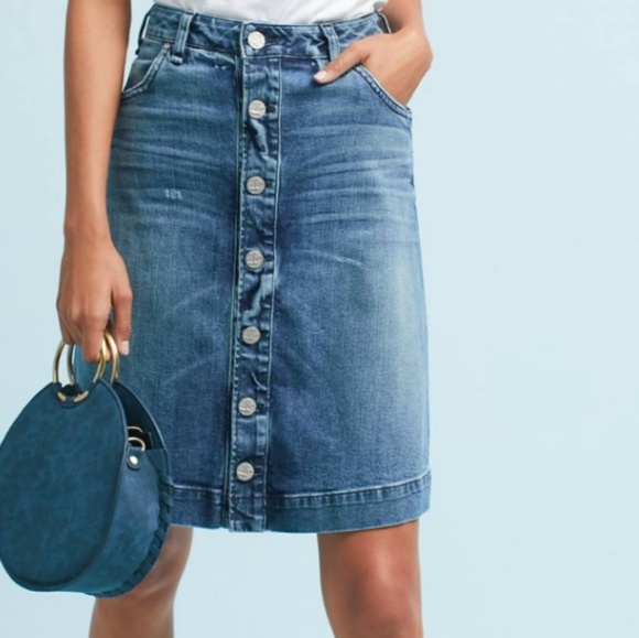 button front jean skirt