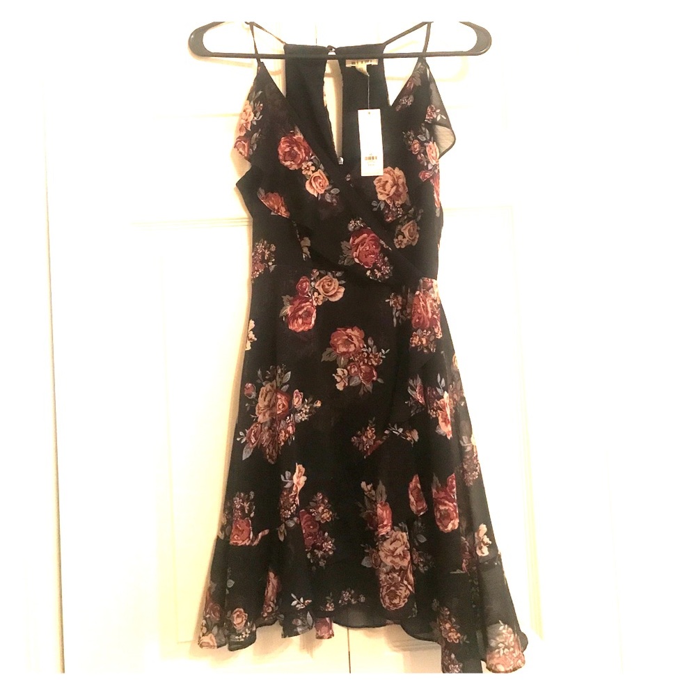 Black floral boutique dress