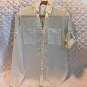 White Express button down, long sleeve shirt