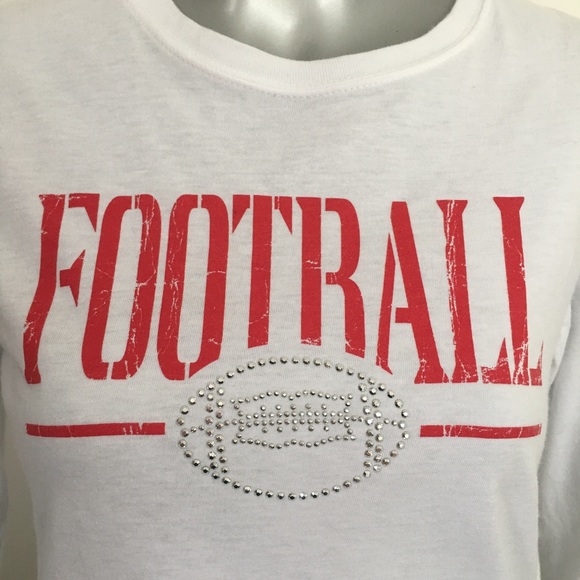 Football Rhine-studs Long Sleeve White Tee Shirt - Picture 2 of 4