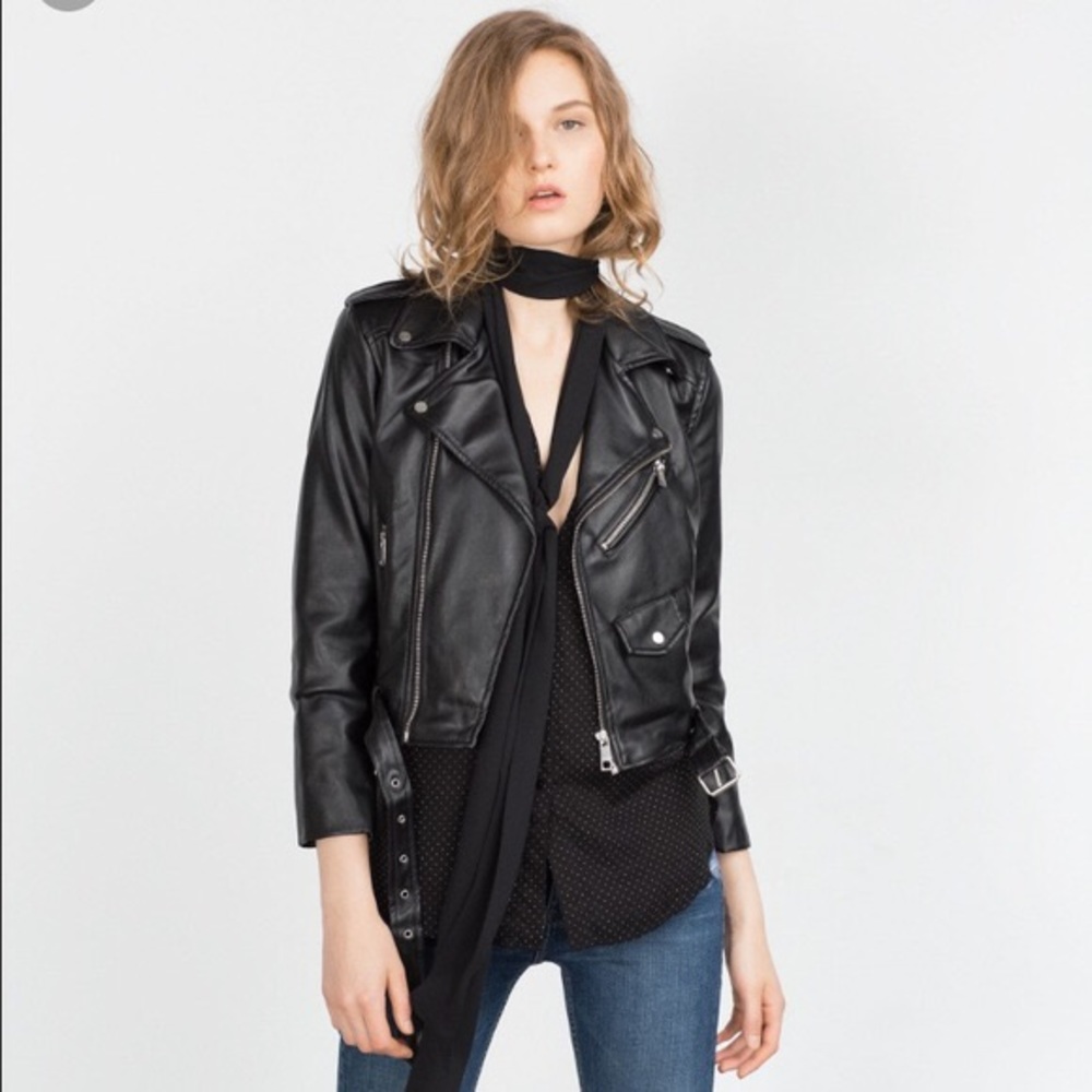 Zara basic leather jacket