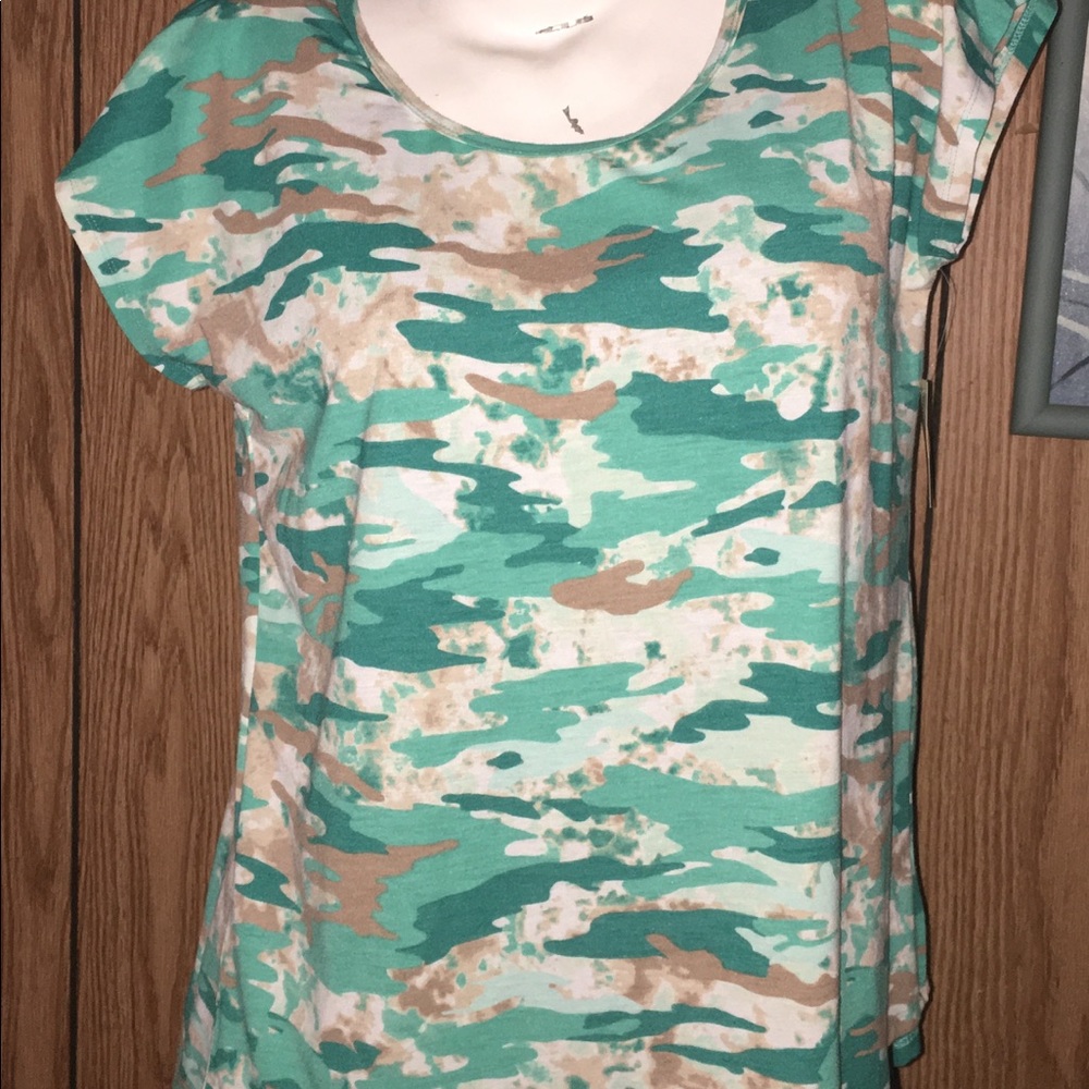 Turquoise Camouflage Top