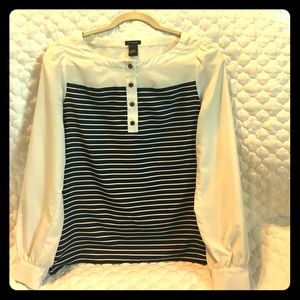 Navy Blue striped Ann Taylor blouse