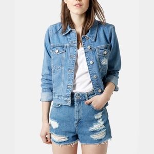 Topshop Moto Tilda Western Denim Jacket Cropped 4