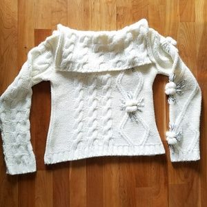Warm Ivory Long Sleeved Textured Sweater