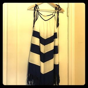 Boho dress with fringe & tie shoulders