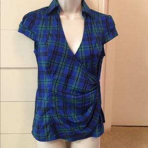 Express plaid wrap shirt xs