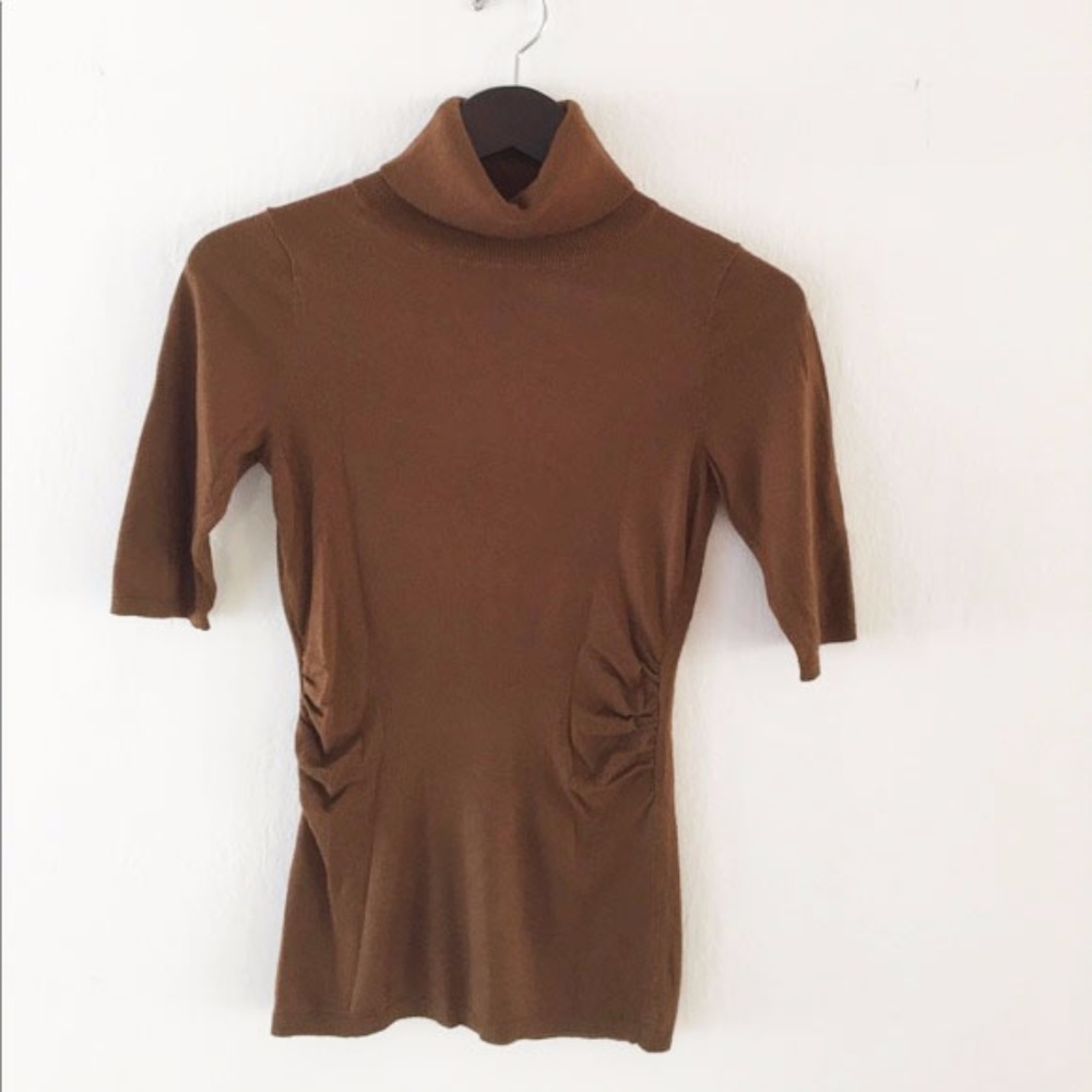 Ann Taylor side rouched turtleneck sweater-Ochre