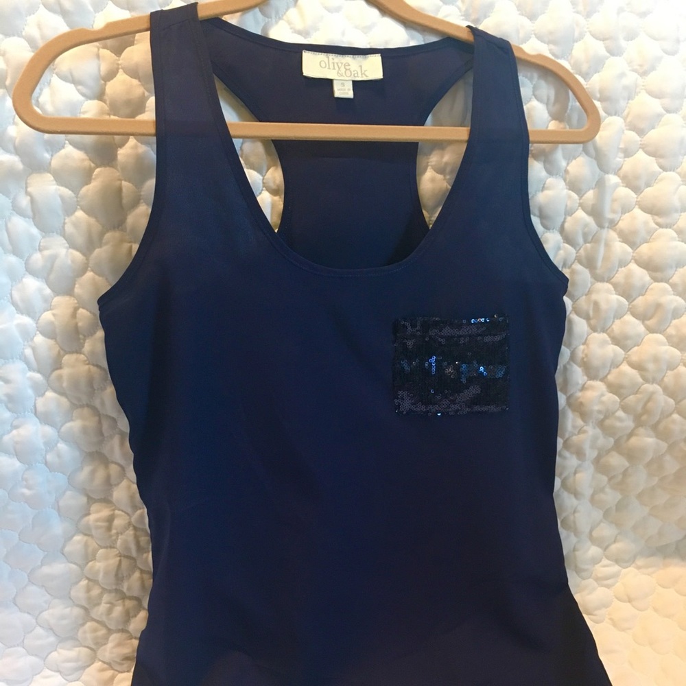 Dark purple sequined pocket racerback tank
