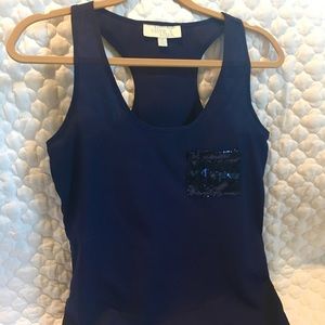 Dark purple sequined pocket racerback tank