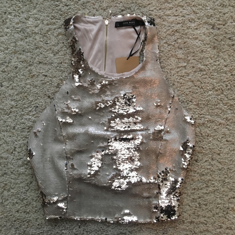 Gold sequin crop top