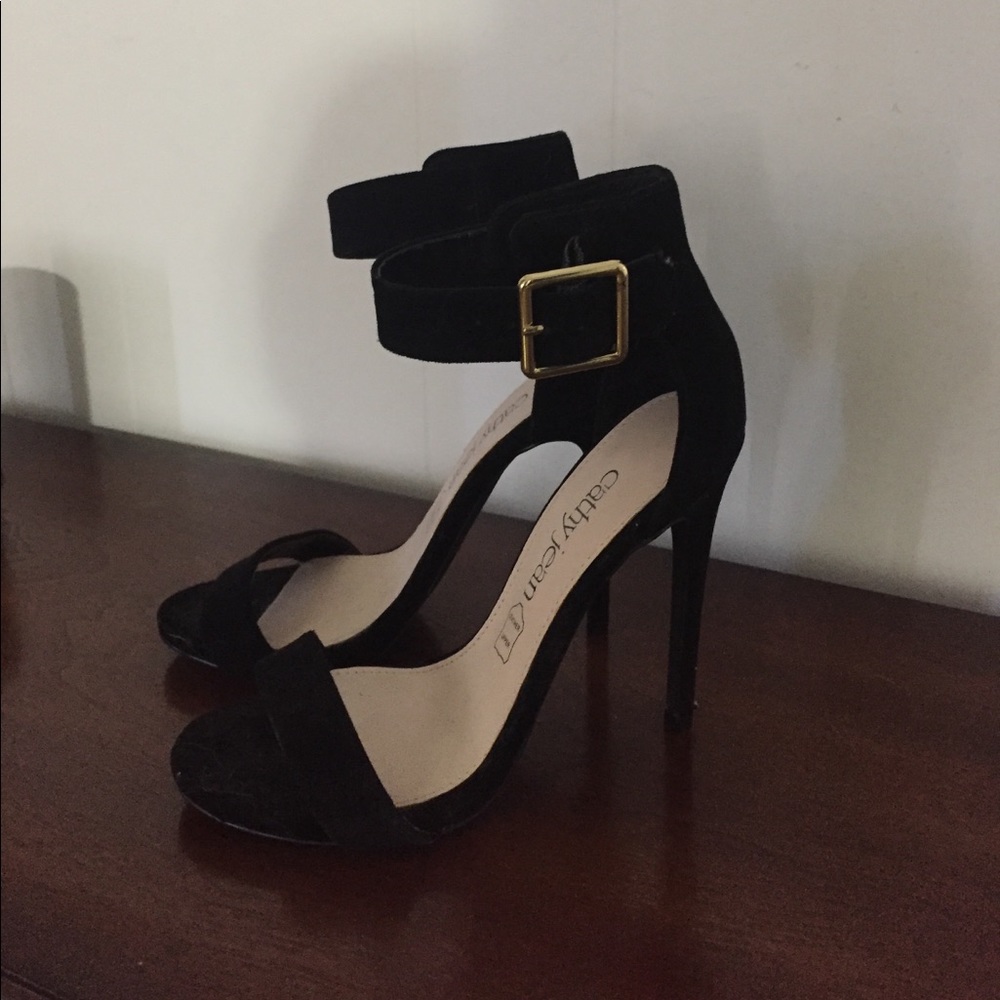 Worn once suede black heels