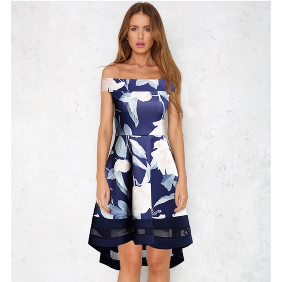 Dresses & Skirts - Hi-Lo Mesh Bardot Dress