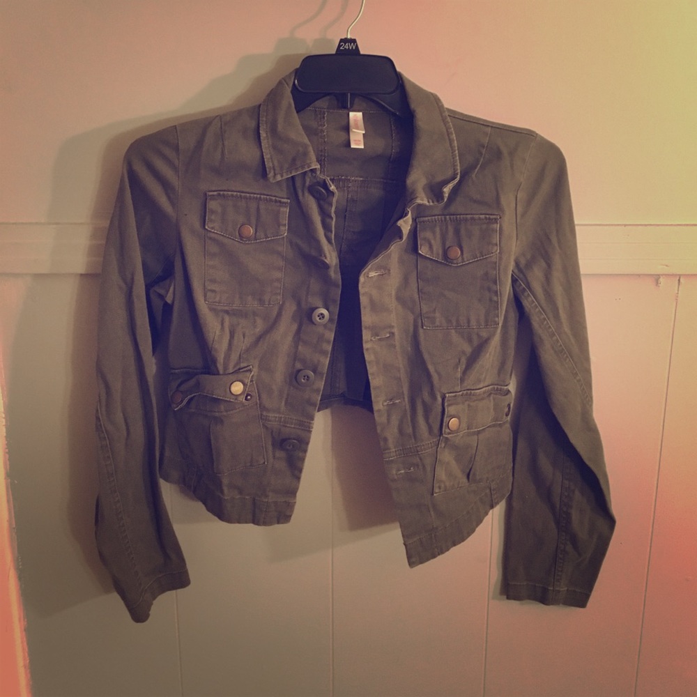 xhilaration military-style jacket M army green
