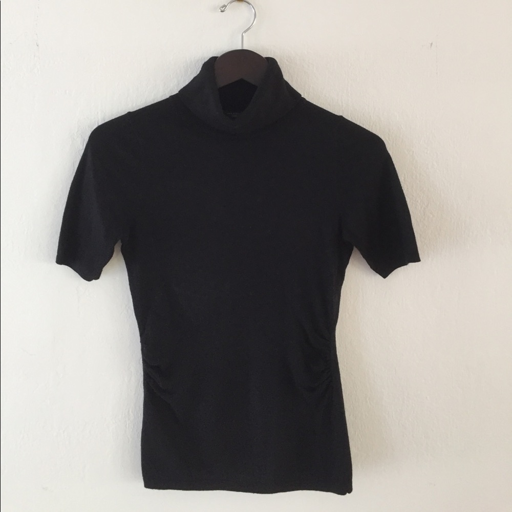 Ann Taylor side rouched turtleneck sweater-Black