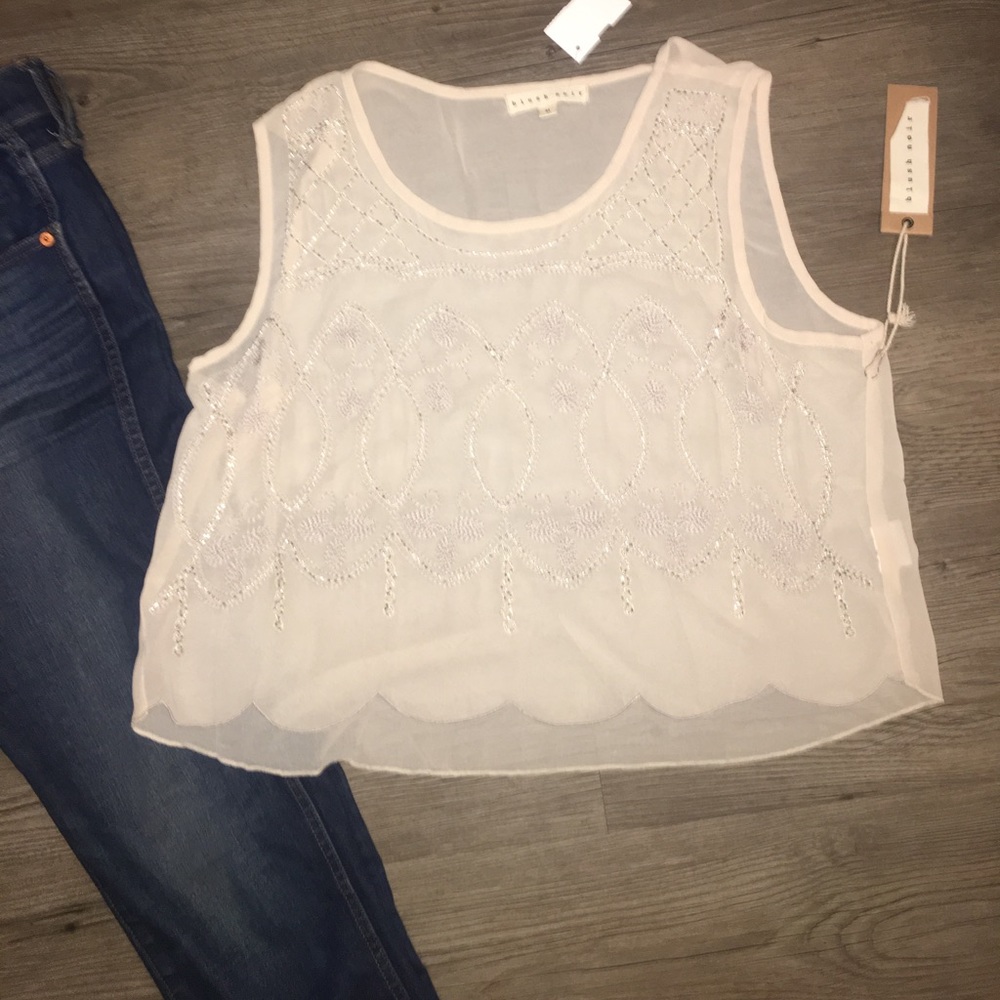 Beaded Cream Crop Top (Dottie Couture)